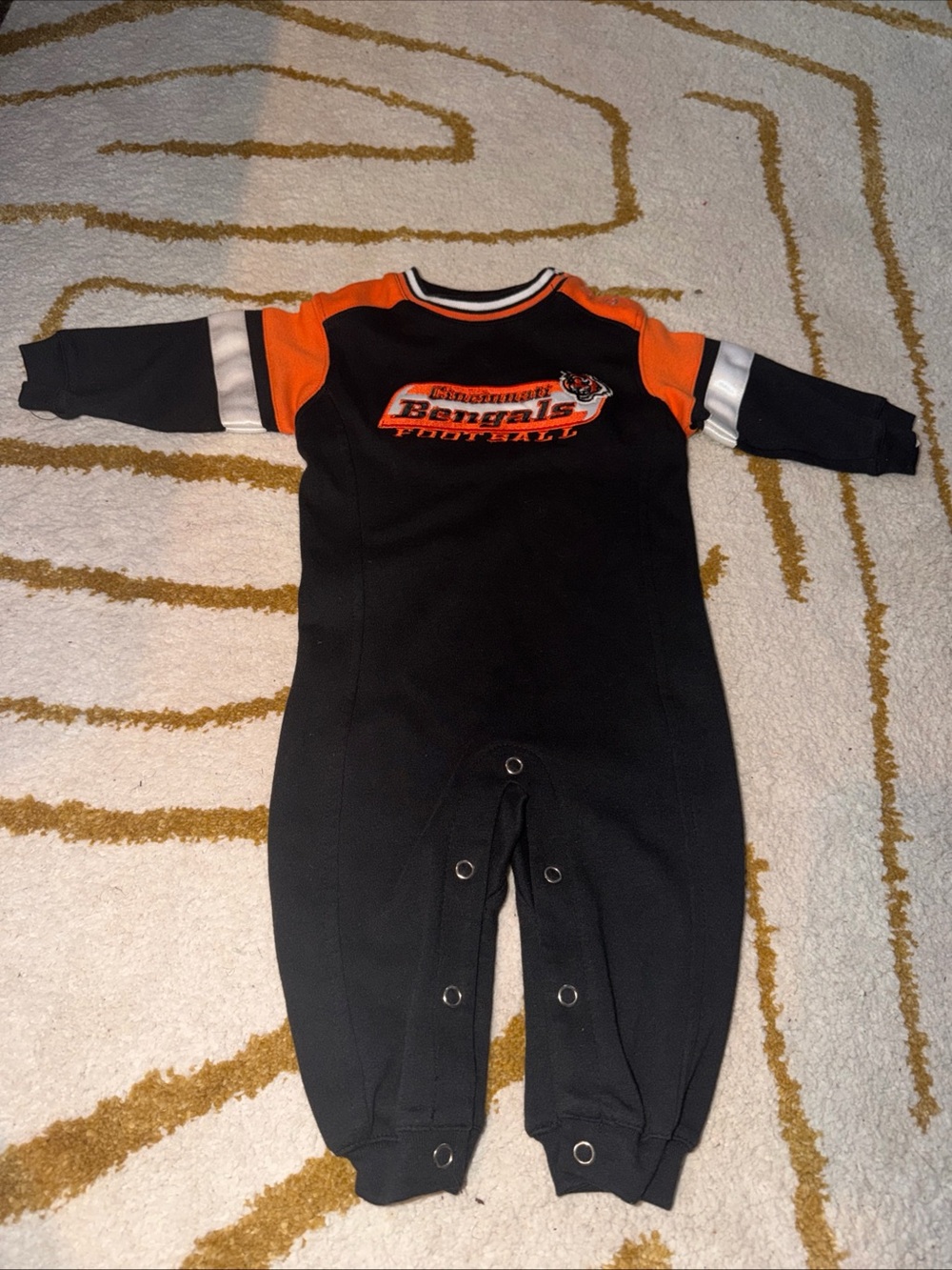 Cincinnati Bengals Infant Black & Orange Footed One-Piece